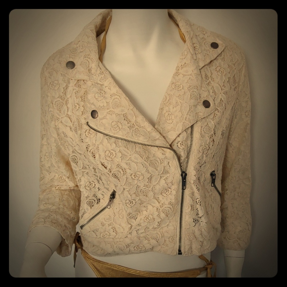 Spring Ivory Lace Motor Jacket Size L